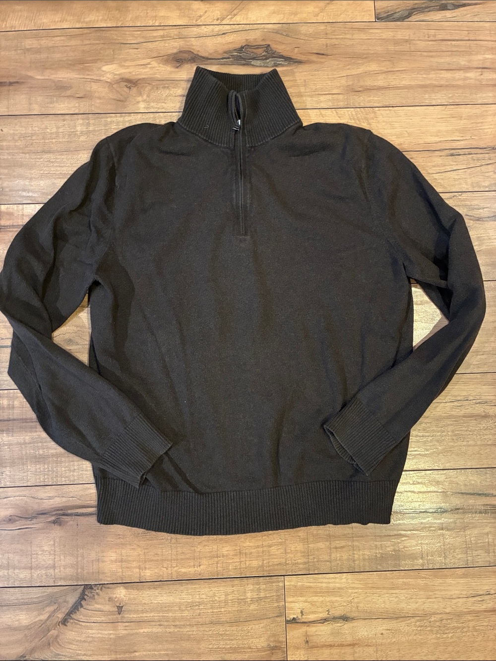 Banana Republic Cotton & Cashmere Brown Half-Zip Mock Neck Sweater